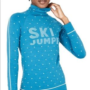 Sweaty Betty Ski Merino Top in Blue Jacquard